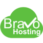 Bravo Hosting logo with green cloud and white text
